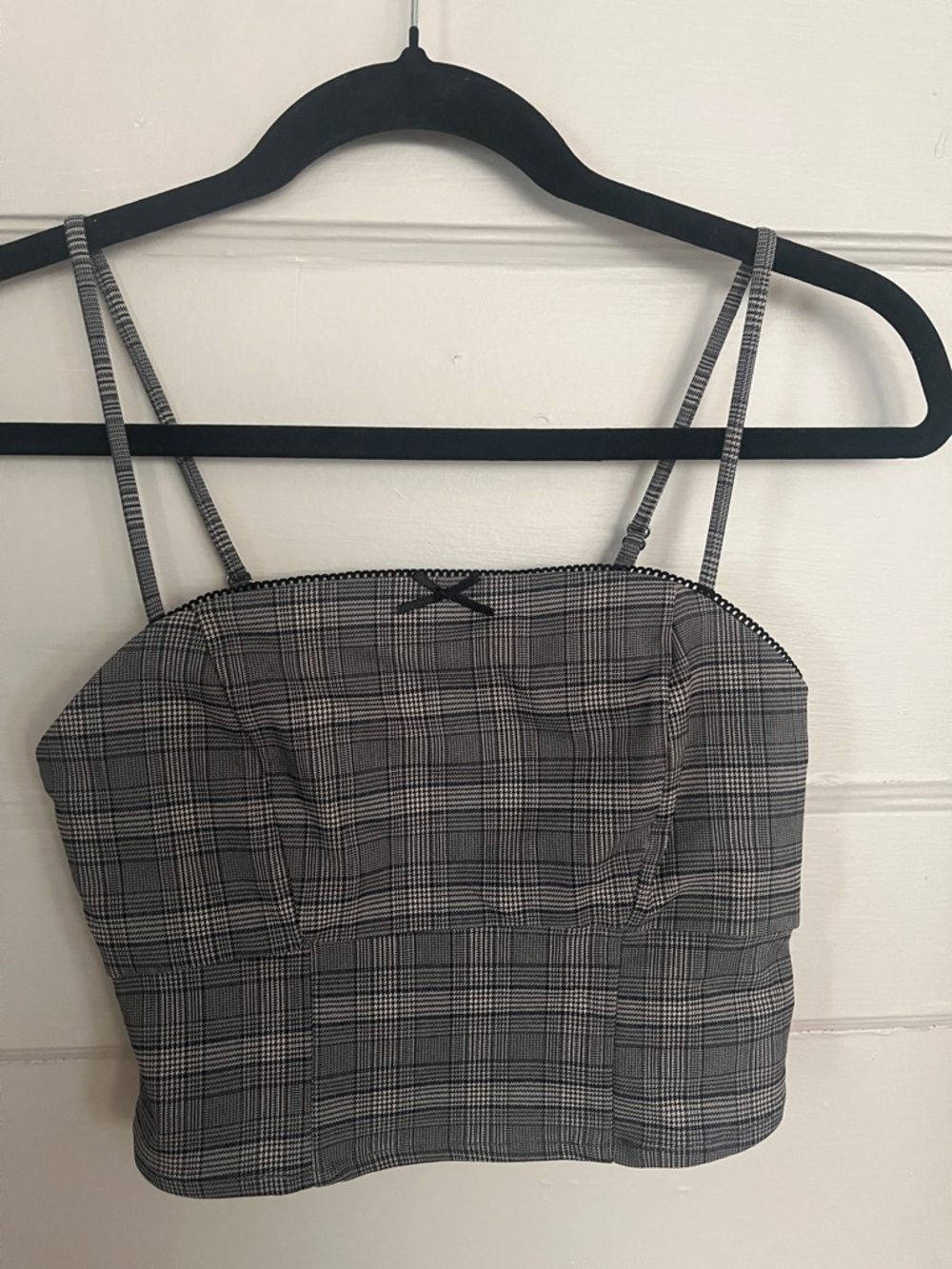 wild fable Black and White Plaid Cropped Tank Top